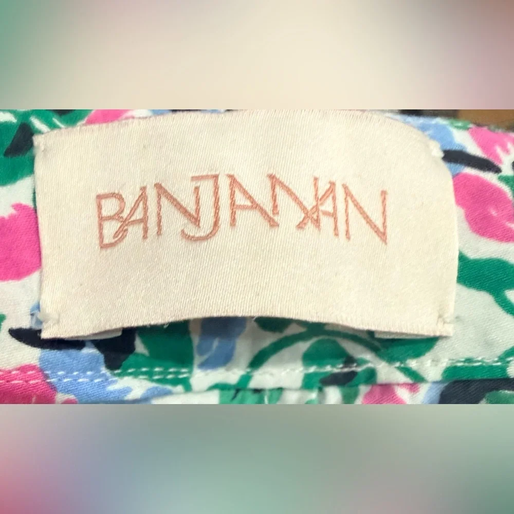 Banjanan Anthropologie Floral Block Print Shorts Boho Resort Cotton Medium‎